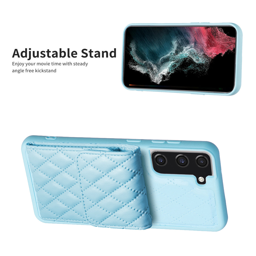 BF22-Style For Samsung Galaxy S21 FE 5G PU Leather Coated TPU Phone Case with Card Holder Kickstand BF22-Style For Samsung Galaxy S21 FE 5G PU Leather Coated TPU Phone Case with Card Holder Kickstand